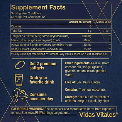 Tongkat Ali+, Ashwagandha, Maca Root, Shilajit Compound